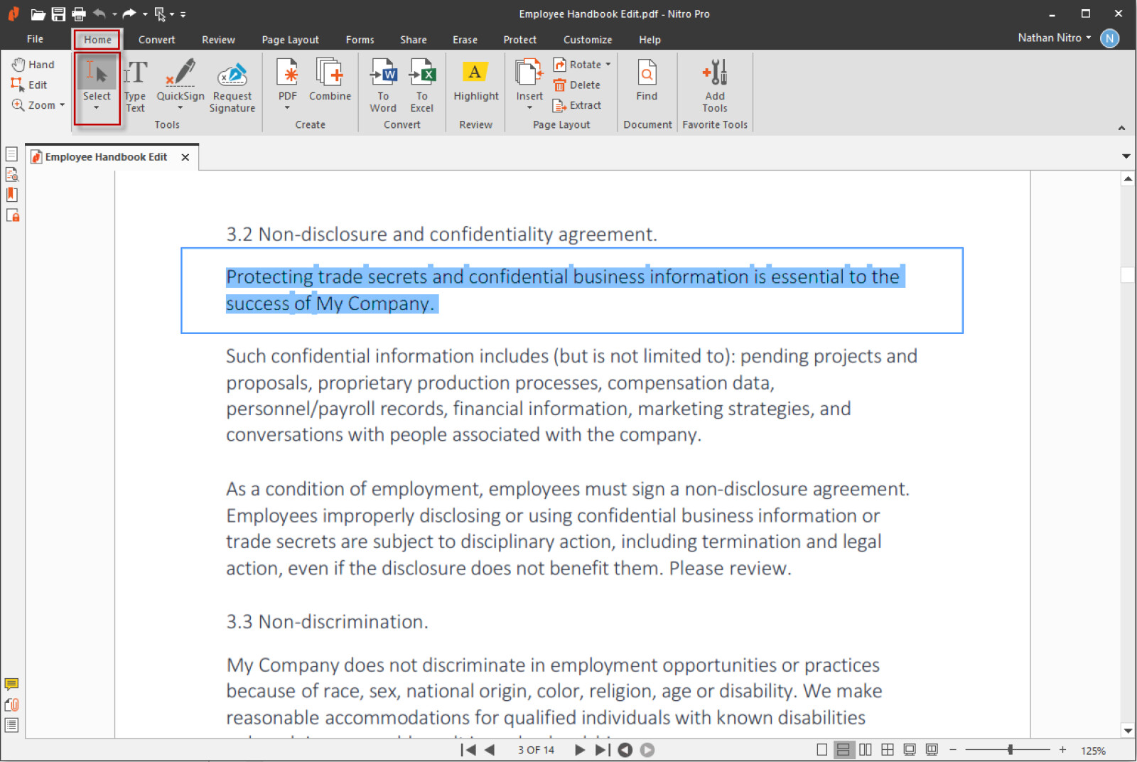 Comment sélectionner et copier du texte et des images Nitro