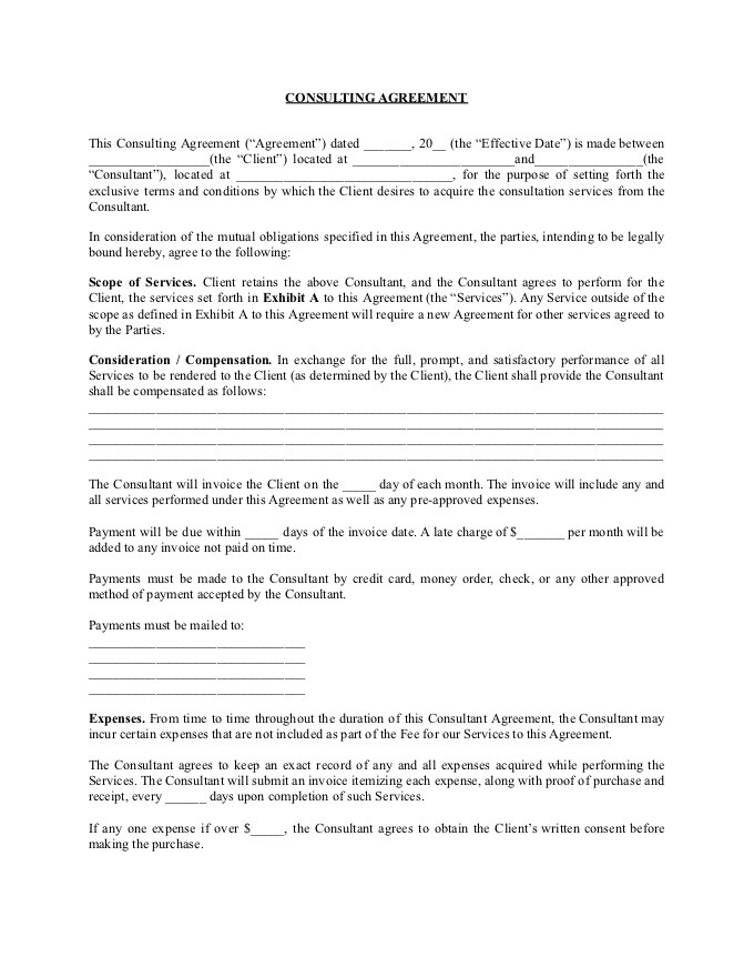 consulting services agreement template