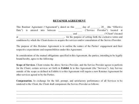 PDF Template - retainer agreement template