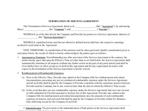 PDF Template - termination of services template