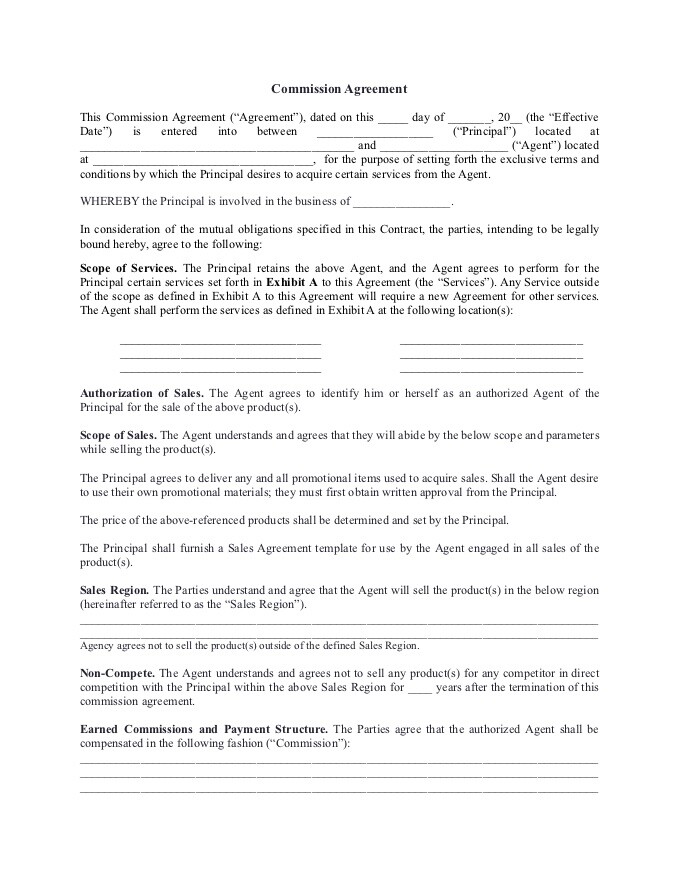 PDF Template - commission agreement template