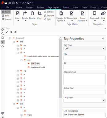 Capture d'écran montrant une balise pour une annotation de lien