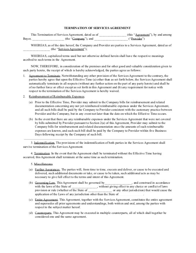 PDF Template - termination of services template