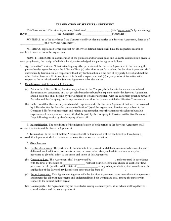 PDF Template - termination of services template