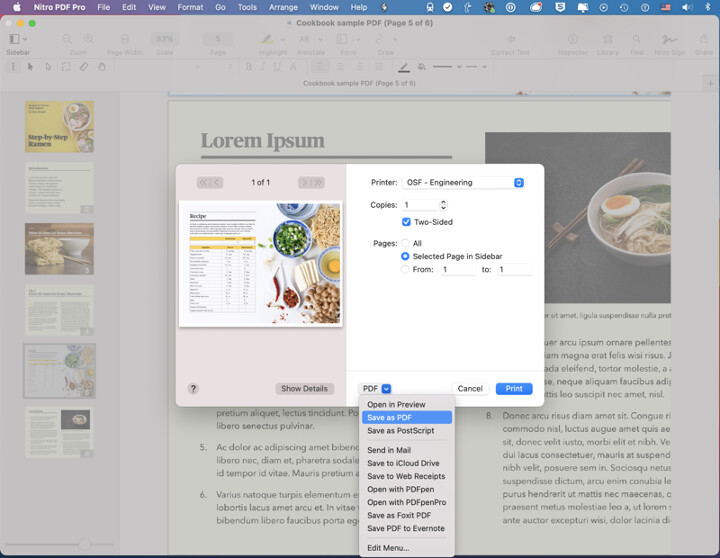 Save as PDF option