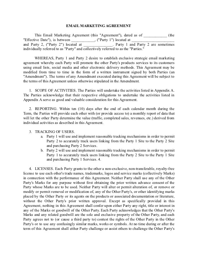 PDF Template - email marketing contract template