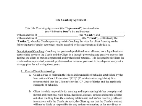 PDF Template - life coaching contract template