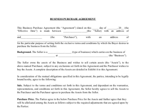 PDF Template - business purchase agreement template