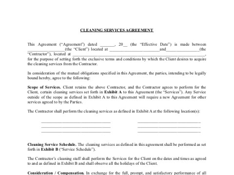 PDF Template - cleaning contract template