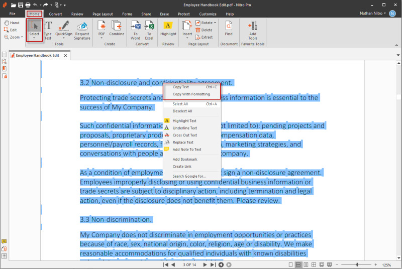 How to Select and Copy Text and Images Nitro