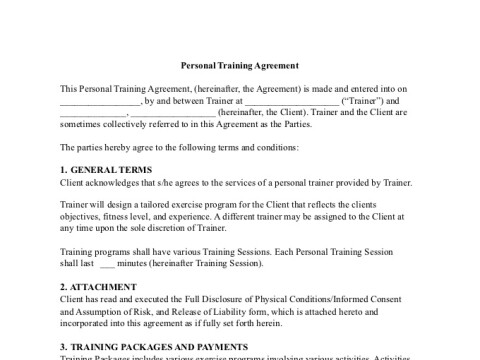 PDF Template - personal training contract agreement